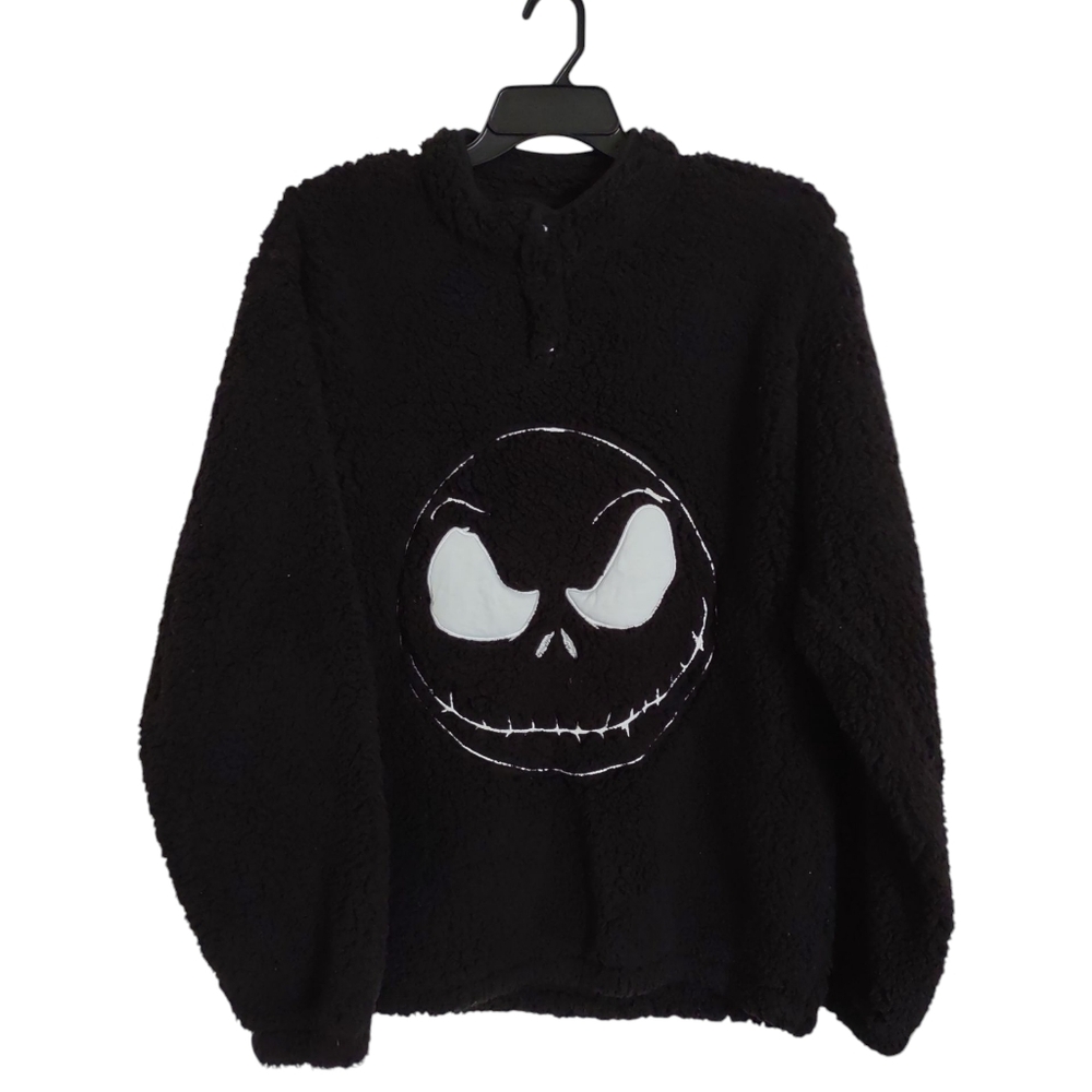 Disney Jack Skellington XL Black T-Snap Pullover Sherpa